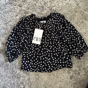 Zara Kids Black Floral Top